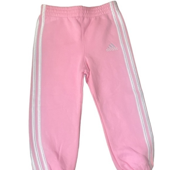 Adidas Pink Polar Fleece Sweatpants White Stripes bottoms NEW Sz 24Mos - Picture 1 of 11